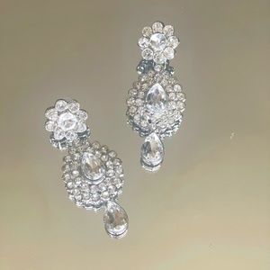 Oversized crystal rhinestone formal earrings